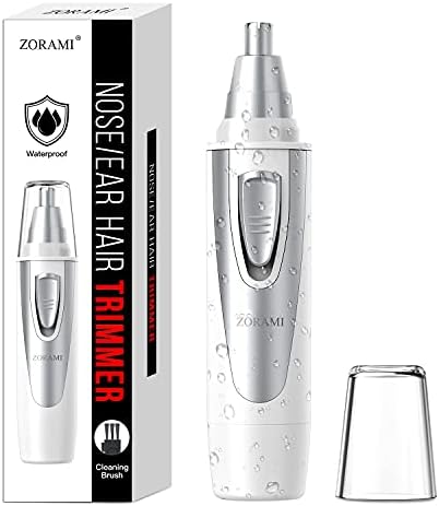 Ear and Nose Hair Trimmer Clipper - 2025 Professional Painless Eyebrow & Facial Hair Trimmer for Men Women, Battery-Operated Trimmer with IPX7 Waterproof, Dual Edge Blades for Easy Cleansing White