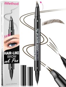 iMethod Curved Eyebrow Pen - Eyebrow Pencil, Brow Pencil 2-in-1 Dual-Ended Microblading Eyebrow Pen with Micro-Fork-Tip and Precise Brush-Tip Create Natural Hair-Like Brows, Last All-Day, Dark Brown